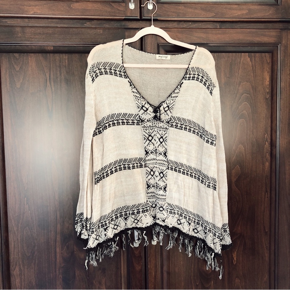 Boho Black and Cream Sweater